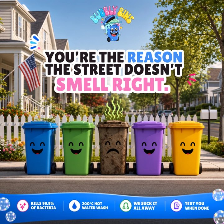 Bubbly Bins ad: You're the reason the street doesn't smell right.
