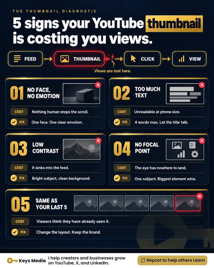 LinkedIn infographic: 5 Signs Your YouTube Thumbnail Is Costing You Views