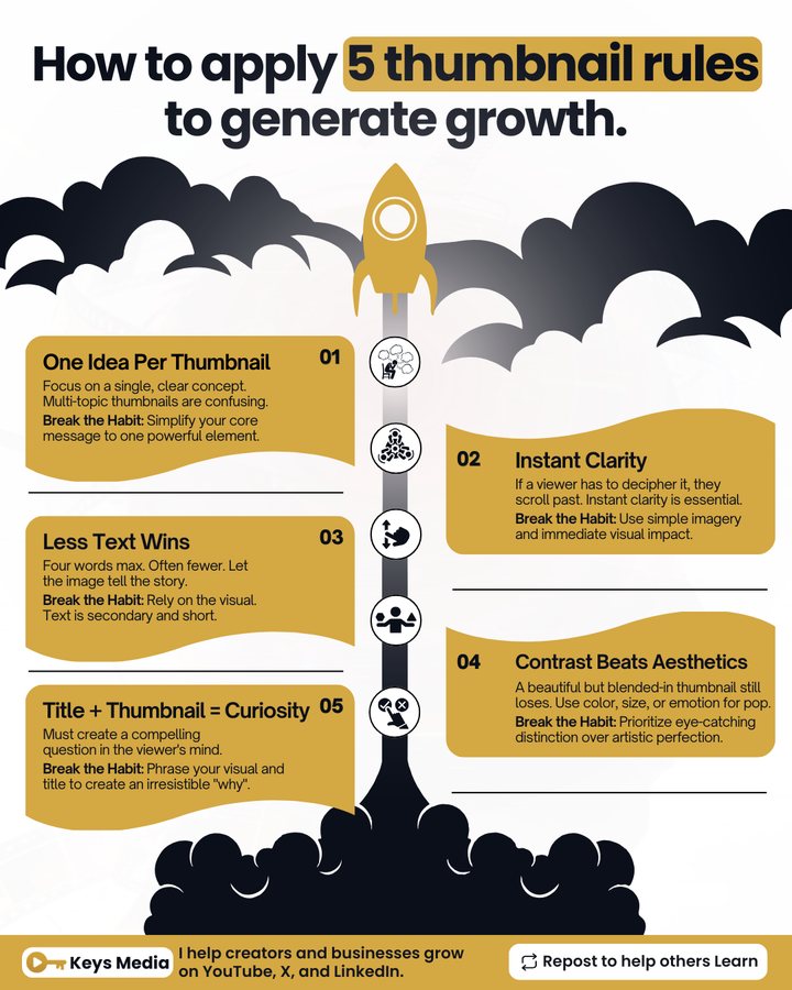 LinkedIn infographic: How to Apply 5 Thumbnail Rules to Generate Growth